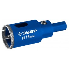 Коронка алмазная АГК, d 16 мм, центр. сверло, трехгранный хвост, Р60 ЗУБР Профессионал 29850-16_z01