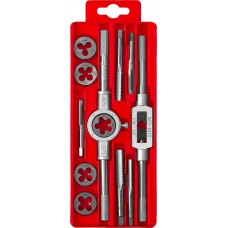 Набор метчиков и плашек 12 предм. сталь 9ХС в пластиковом боксе ЗУБР 28121-H12