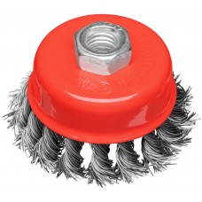 Корщетка-чашка, гайка М14, стальная витая проволока 75 мм, блистер (39097)
