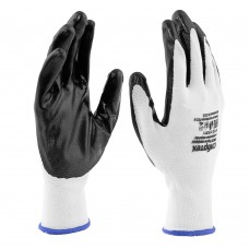 Перчатки полиэфирные с черным нитрильным покрытием, размер 9, 13 класс вязки Сибртех (678635)