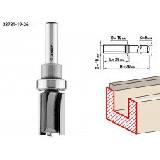 Фреза пазовая прямая 19?26 мм с верхним подшипником хвостовик 8 мм ЗУБР Профессионал 28781-19-26
