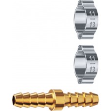 Штуцер соединительный «елочка»–«елочка» 8 мм с обжимными хомутами ЗУБР Профессионал 64925-08