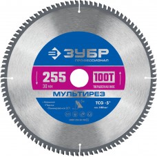Пильный диск по алюминию Мультирез, 255 х 30 мм, 100Т ЗУБР Профессионал 36907-255-30-100_z01