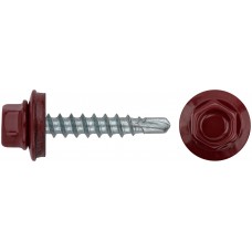 Шурупы кровельные со сверлом 4.8 х 28 красный 100шт , RAL 3011 Фасовка (23511-0)
