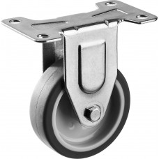 Колесо термопластичное неповоротное d 75 мм, г/п 60 кг, резина/полипропилен ЗУБР Профессионал 30946-75-F