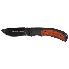 Складной нож 190 мм лезвие 80 мм металлическая рукоятка с деревянными вставками ЗУБР Норд 47708