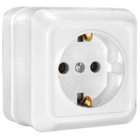 Розетка одноместная с заземлением, открытая установка 