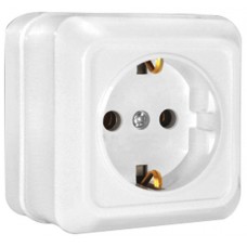 Розетка одноместная с заземлением, открытая установка 