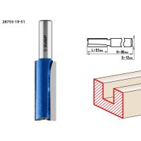 Фреза пазовая прямая 19?51 мм с нижними подрезателями хвостовик 12 мм ЗУБР Профессионал 28755-19-51