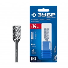 Борфреза твердосплавная 14?25 мм тип А цилиндр с гладким торцом хв-к 6 мм Профессионал ЗУБР 28800-14-25