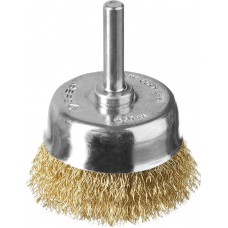 Щетка чашечная для дрели d 50 мм, витая латунированная стальная проволока 0.3 мм ЗУБР Профессионал 3525-050_z02