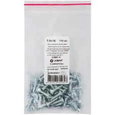 Саморез для оконного профиля частый шаг резьбы, наконечник сверло №2 3.9х16 100 шт. Фасовка (22881-0)