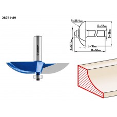 Фреза фигирейная №2 89 x 16 мм, радиус 38.1 мм ЗУБР Профессионал 28761-89
