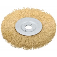 Корщетка-колесо, посадочный диаметр 22,2 мм, стальная латунированная волнистая проволока 180 мм (39067)
