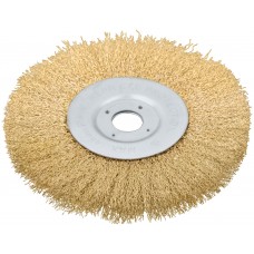 Корщетка-колесо, посадочный диаметр 22,2 мм, стальная латунированная волнистая проволока 180 мм (39067)