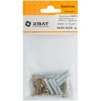 Крепление для плинтусов.Комплект: дюбель с шурупом 5х25/3х25 (фасовка 16 шт.) (24890-2)