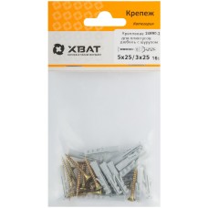 Крепление для плинтусов.Комплект: дюбель с шурупом 5х25/3х25 (фасовка 16 шт.) (24890-2)