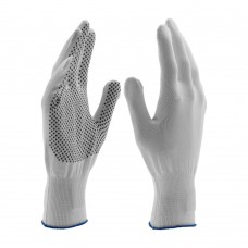 Перчатки Нейлон, ПВХ точка, 13 класс, белые, XL (67847)