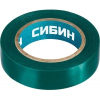 Изолента ПВХ 15 мм х 10 м, 5 000 В, зеленая СИБИН 1235-4