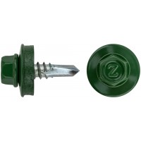 Шурупы кровельные со сверлом 5,5 х 19 зеленый 100шт , RAL 6002 Фасовка (23571-0)