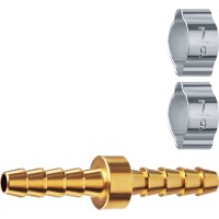 Штуцер соединительный «елочка»–«елочка» 6 мм с обжимными хомутами ЗУБР Профессионал 64925-06