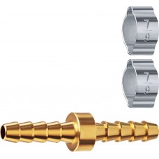 Штуцер соединительный «елочка»–«елочка» 6 мм с обжимными хомутами ЗУБР Профессионал 64925-06