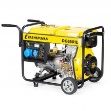 Генератор диз. CHAMPION DG6501E (5/5,5кВт 8,9лс 12,5л 12V 99кг эл.стартер, колеса, счетчик) (DG6501E)