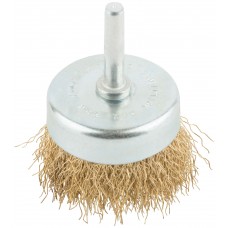 Корщетка, тип чашка, со штифтом, стальная латунированная волнистая проволока 50 мм (38486М)