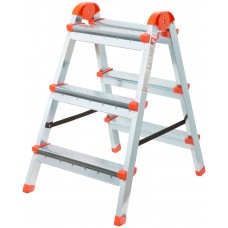 Лестница-стремянка стальная двусторонняя, 3 ступени, Н=67,5 см, вес 4,0 кг (65392)