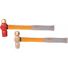 Молоток с круглым бойком 680 гр BeCu рукоятка фибергласс, искробезопасный 187-1008, HORTZ