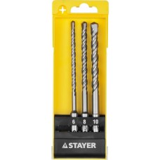 Буры SDS-plus набор 3 шт: 6 x 160, 8 x 160, 10 x 160 мм STAYER 29250-H3