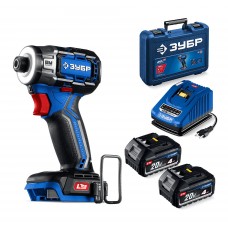 ЗУБР 20 В, 190 Н·м, 2 АКБ LMS (4 А·ч), бесщеточный ударный винтоверт, кейс, ПРОФЕССИОНАЛ (GVB-190-42)