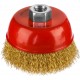 Чашечная щетка-крацовка для УШМ 100 мм, витая стальная латунированная проволока 0.3 мм MIRAX 35142-100