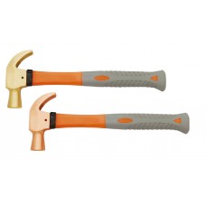Молоток-гвоздодер 230 гр AlCu рукоятка фиберглас, искробезопасный 185-1002, HORTZ