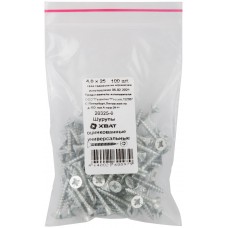 Шурупы оцинкованные, универсальные 4 х 25 100 шт Фасовка (20325-0)