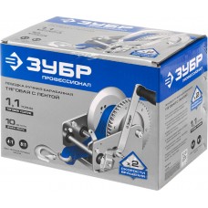 Лебёдка ручная барабанная тяговая ленточная 1.1 т, 10 м ЗУБР Профессионал 43115-1.1