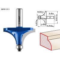 Фреза кромочная калевочная №1 57.1 x 29 мм, радиус 22 мм ЗУБР Профессионал 28701-57.1