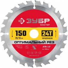 ЗУБР Оптимальный рез, 150 x 20/16 мм, 24Т, пильный диск по дереву (36912-150-20-24_z01)