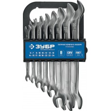 Набор ключей гаечных рожковых 8 шт 6-24 мм Профессионал ЗУБР 27011-H8