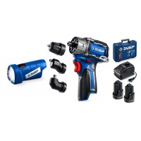 Набор: модульная дрель-шуруповерт + LED фонарь 12 В 45 Н·м 2 АКБ тип Т7 2 А·ч BRUSHLESS кейс Профессионал ЗУБР КОМБИ #4 DB-125-22F