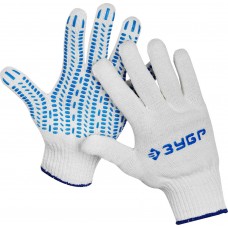 Перчатки х/б ПРОТЕКТОР S-M с мягким покрытием ПВХ-гель протектор увеличенная площадь покрытия 10 класс ЗУБР Профессионал 11452-S