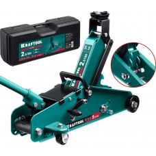 Домкрат подкатной 2.5 т, 140 - 385 мм с увеличенным подъемом и фиксатором в кейсе S-PIN KRAFTOOL 43457-2.5-K