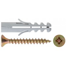 Крепление для плинтусов.Комплект: дюбель с шурупом 6х30/4х30 (фасовка 12 шт) (24891-2)