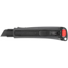 Нож технический 25 мм усиленный прорезиненный, дополнит. пластиковый прижим, черный, Профи (10332)