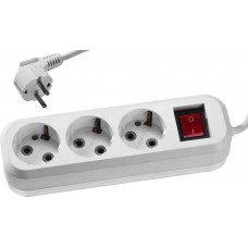 Бытовой удлинитель ПВС 3 х 0.75 мм2 3 гн. 3 м выключатель 2200 Вт СИБИН У-30 В 55036-3