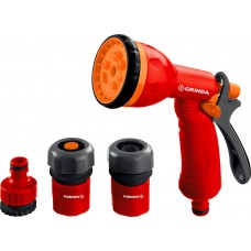 Поливочный набор GS-34, пистолет с 8 режимами, коннектор 3/4