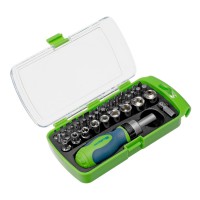 Отвертка ревер. + биты, 41 пред., PH+PZ+SL+H+T, CrV, 2к рукоятка Сибртех (133587)