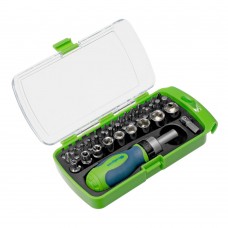 Отвертка ревер. + биты, 41 пред., PH+PZ+SL+H+T, CrV, 2к рукоятка Сибртех (133587)