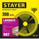 Диск пильный по ламинату Laminate STAYER 200x32/30 мм 56Т аккуратный рез 3684-200-32-56_z01  