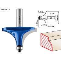 Фреза кромочная калевочная №1 63.5 x 32 мм, радиус 25 мм ЗУБР Профессионал 28701-63.5
